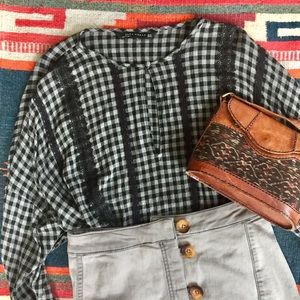 Zara Checkered Flow Blouse XS